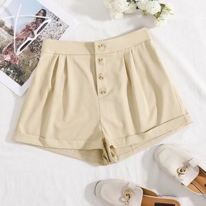 Mango Tan Beige High Wasted Trouser Shorts